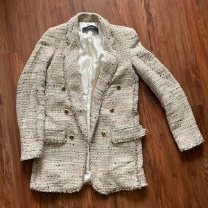 ZARA Oversized Long Tweed Blazer